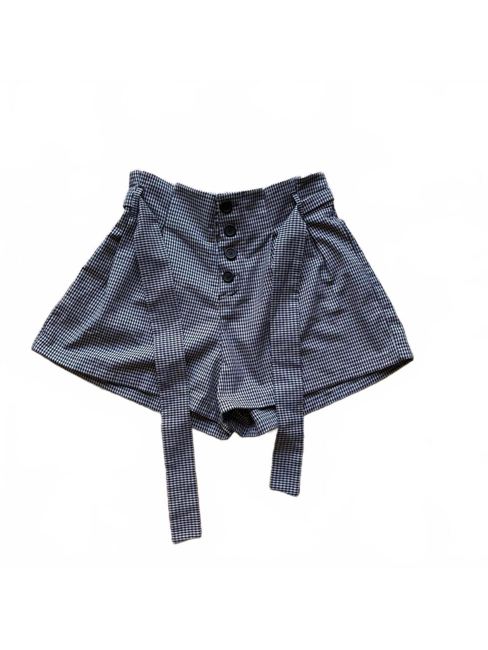 ALBION FIT GINGHAM HIGH-WAISTED SHORTS Size S